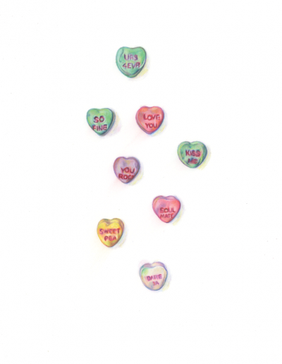 Kate Woodliff O'Donnell candy hearts drawing